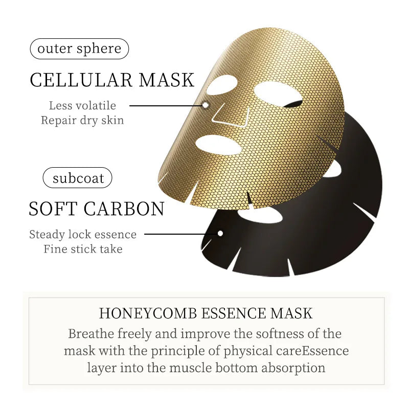10pcs SADOER 24K Golden Face Mask Moisturizing Face skincare Anti Wrinkle Nourishing Rejuvenation Facial Masks Skin Care