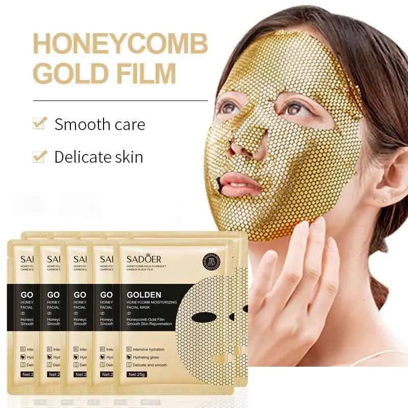 10pcs SADOER 24K Golden Face Mask Moisturizing Face skincare Anti Wrinkle Nourishing Rejuvenation Facial Masks Skin Care